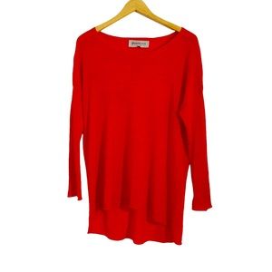 Patrizia Luca Milano Red Semi Sheer High Low Top, Size S/M